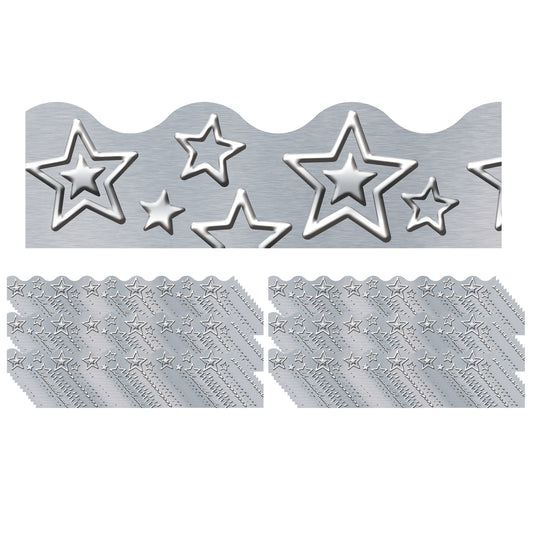 I ♥ Metal Silver Stars Terrific Trimmers®, 39' Per Pack, 6 Packs
