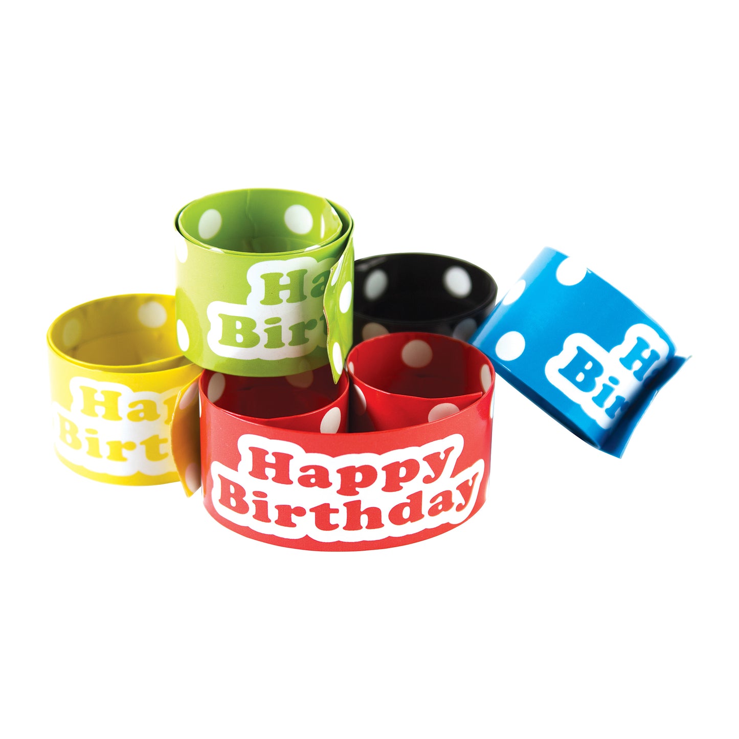 Polka Dots Happy Birthday Slap Bracelets, 10 Per Pack, 6 Packs