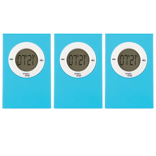 Magnetic Digital Timer, Aqua, Pack of 3