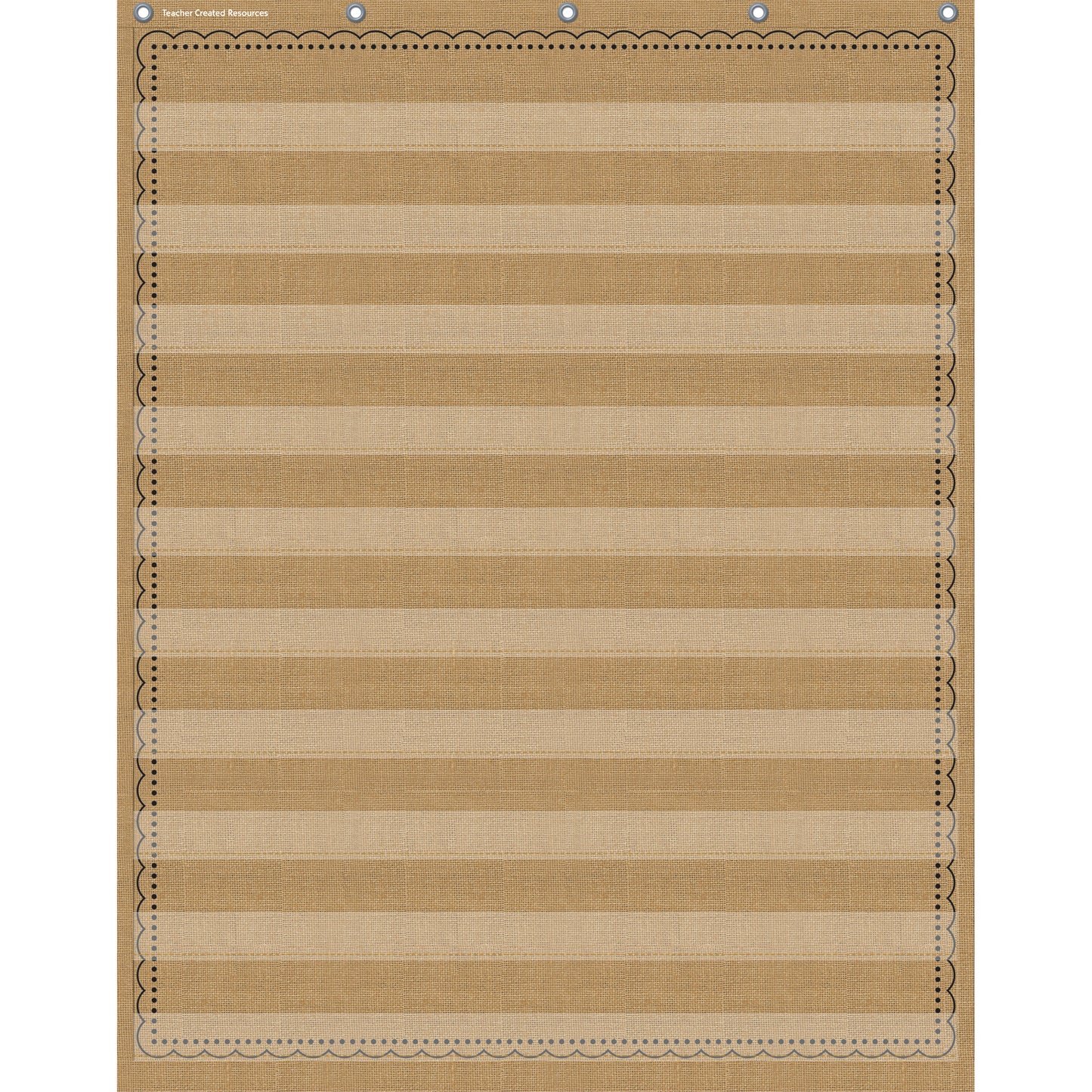 10-Pocket Pocket Chart, Burlap Design, 34" x 44"