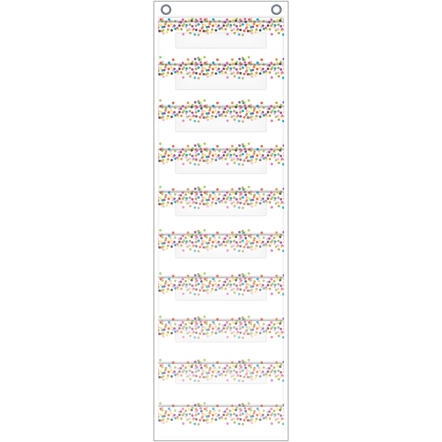 File Storage Pocket Chart, 10 Pockets, Confetti, 14" x 58"