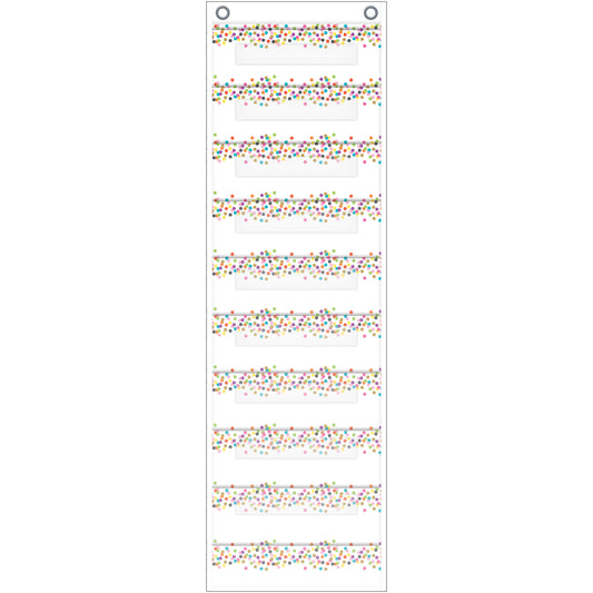 File Storage Pocket Chart, 10 Pockets, Confetti, 14" x 58"