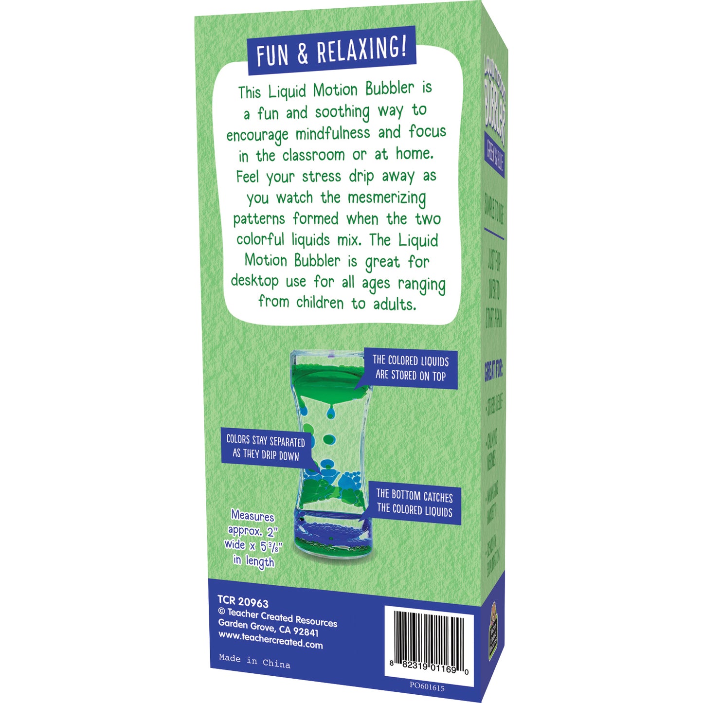 Liquid Motion Bubbler, Green & Blue, Pack of 6