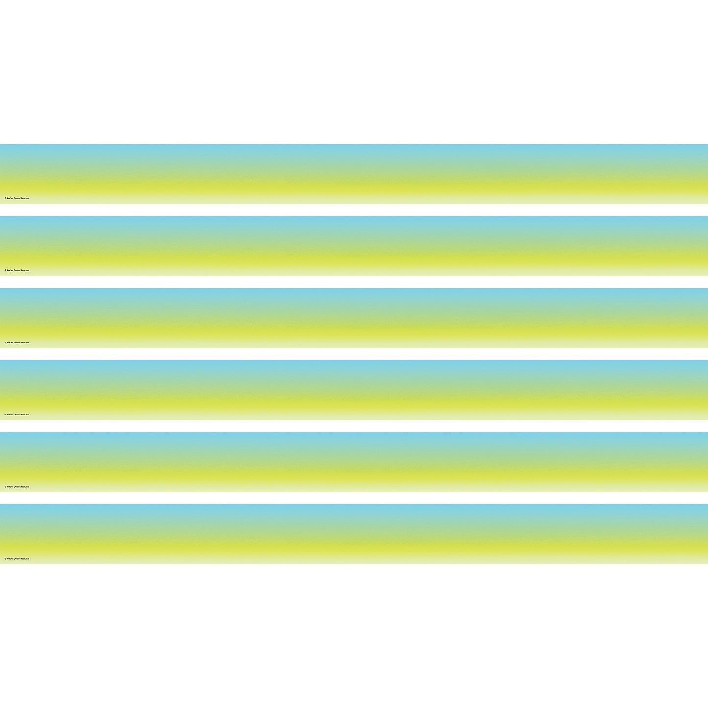 Aqua and Lime Color Wash Straight Border Trim, 35 Feet Per Pack, 6 Packs