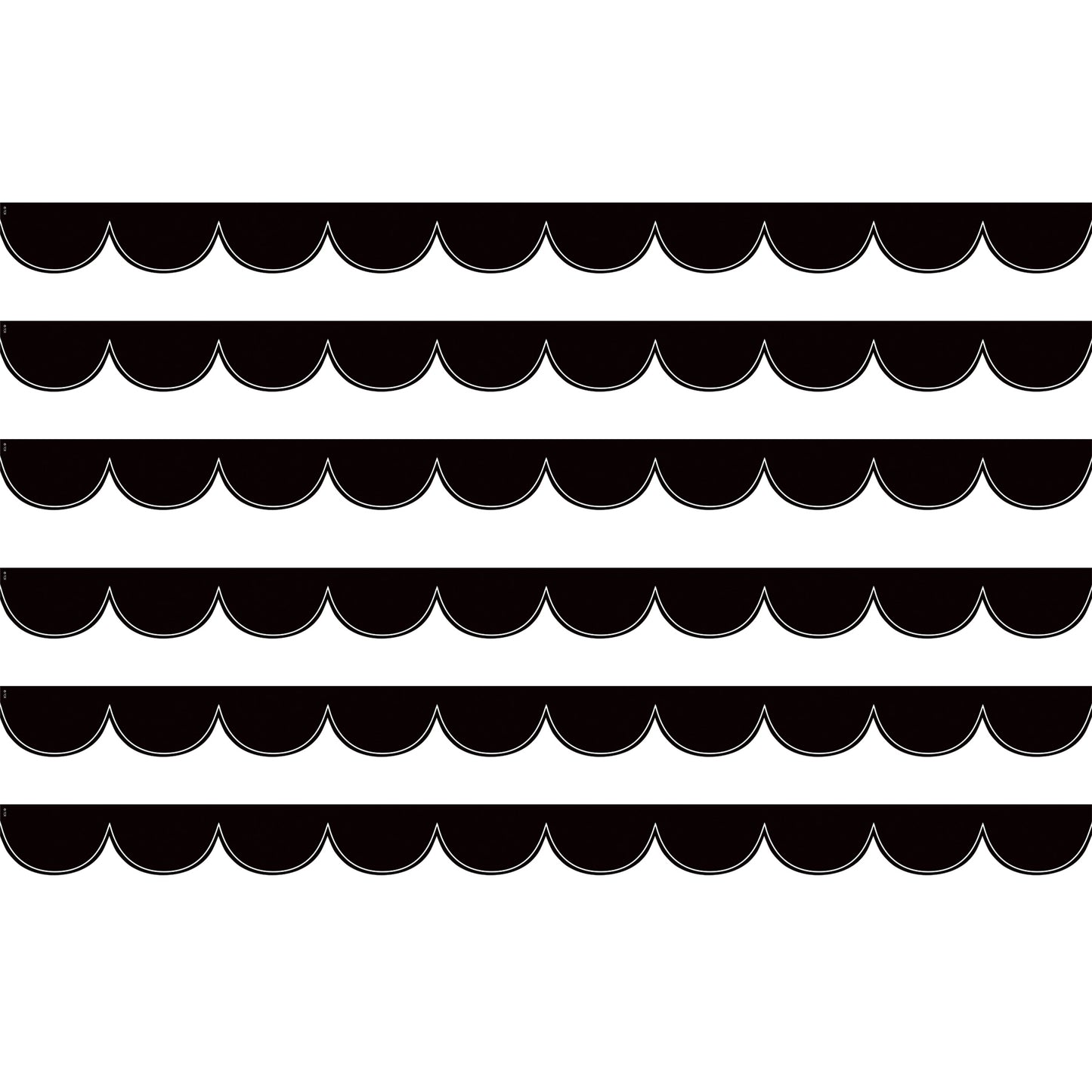 Black with White Scalloped Die-Cut Border Trim, 35 Feet Per Pack, 6 Packs