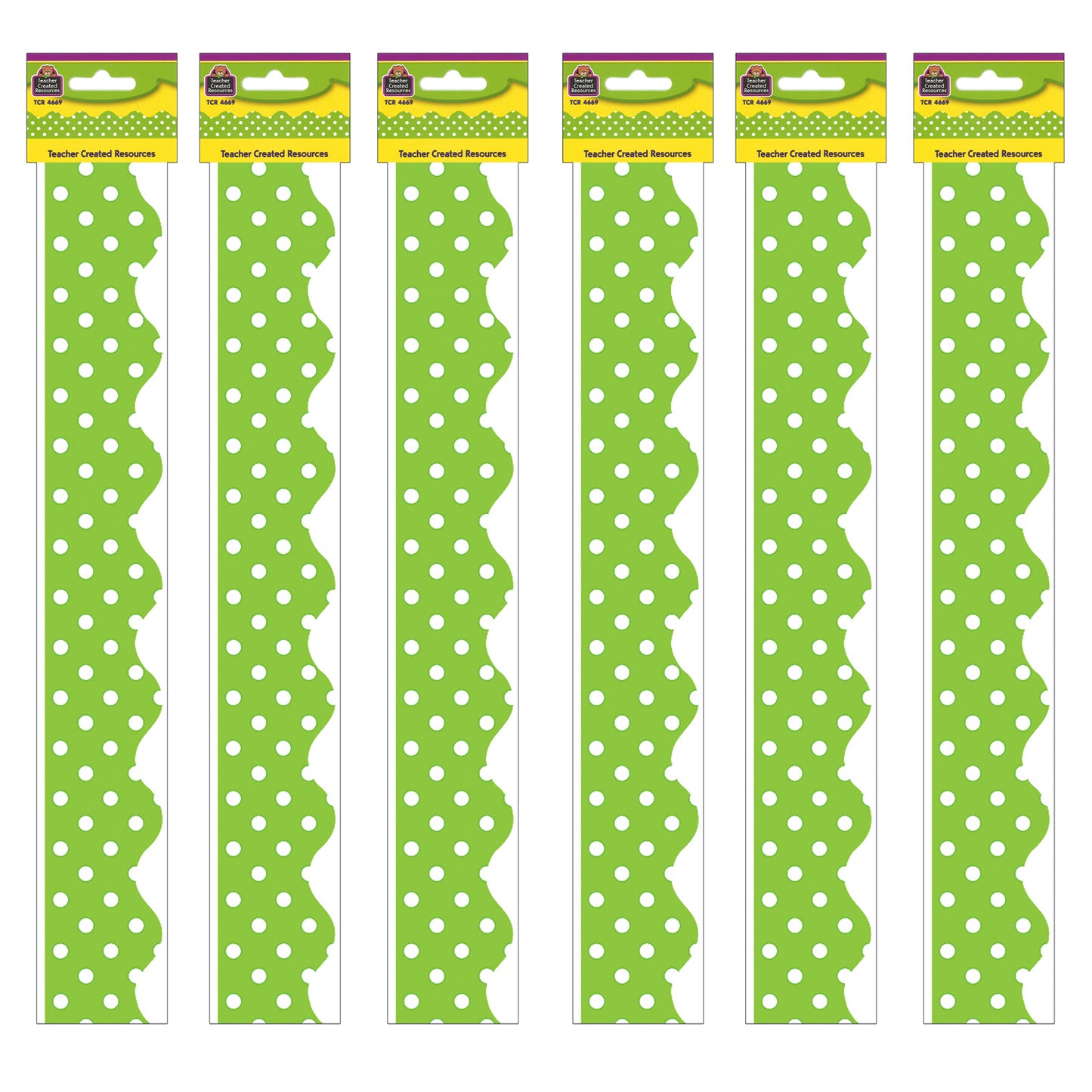 Lime Mini Polka Dots Border Trim, 35 Feet Per Pack, 6 Packs