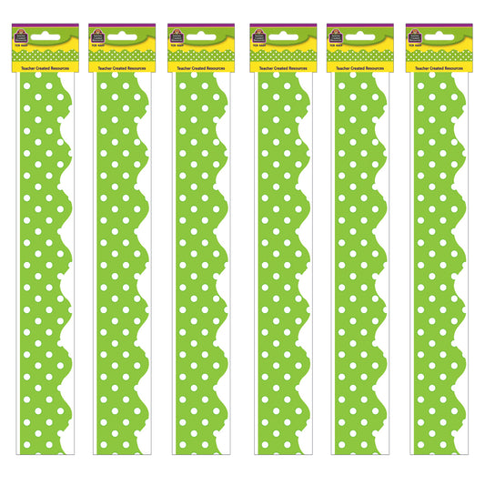 Lime Mini Polka Dots Border Trim, 35 Feet Per Pack, 6 Packs