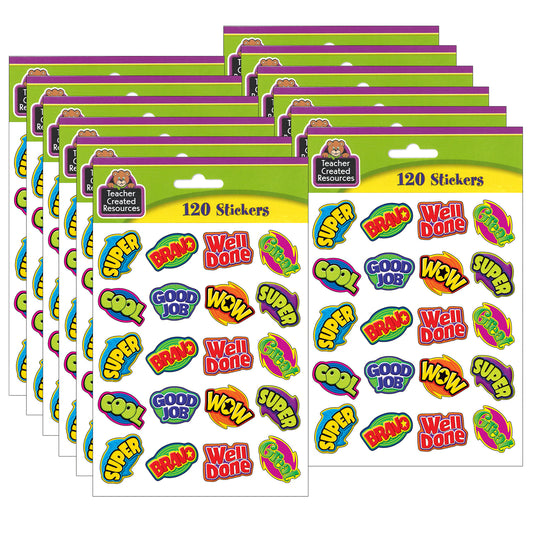 Positive Words Stickers, 120 Per Pack, 12 Packs