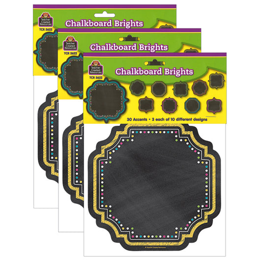 Chalkboard Brights Accents, 30 Per Pack, 3 Packs