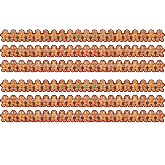Gingerbread Cookies Die-Cut Border Trim, 35 Feet Per Pack, 6 Packs