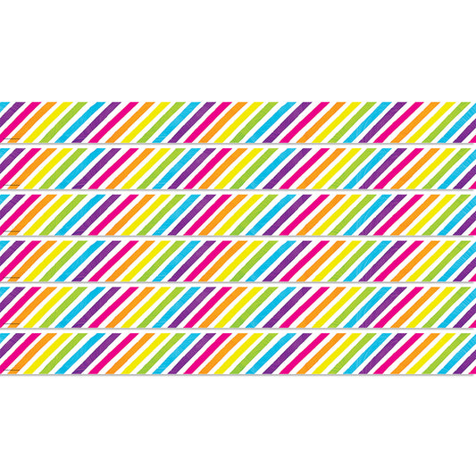 Brights 4Ever Stripes Straight Border Trim, 35 Feet Per Pack, 6 Packs