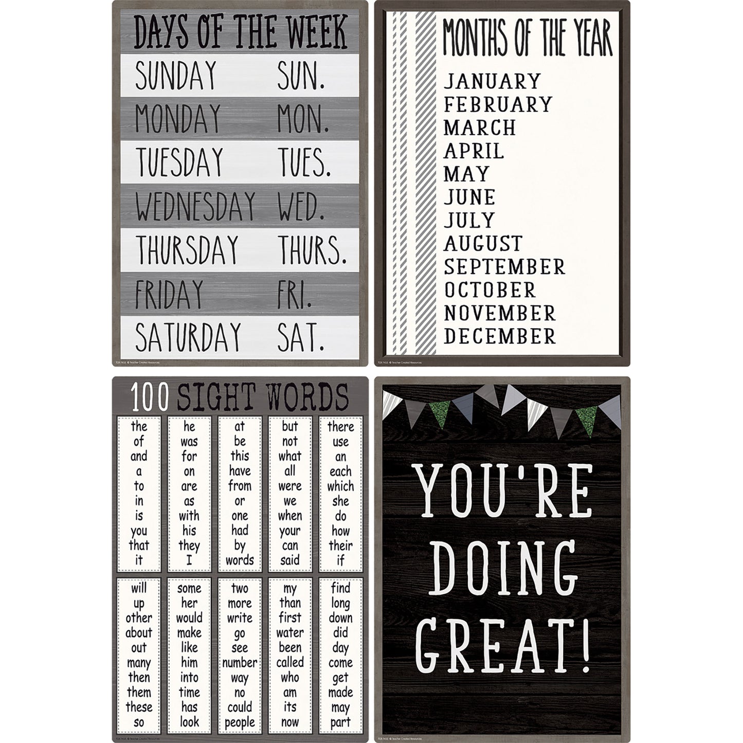 Modern Farmhouse Early Learning Small Poster Pack, 12 Posters