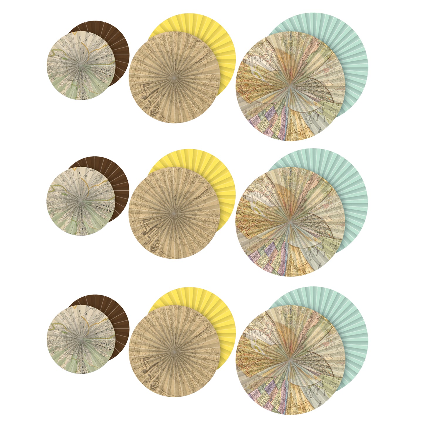 Travel the Map Hanging Paper Fans, 3 Per Pack, 3 Packs