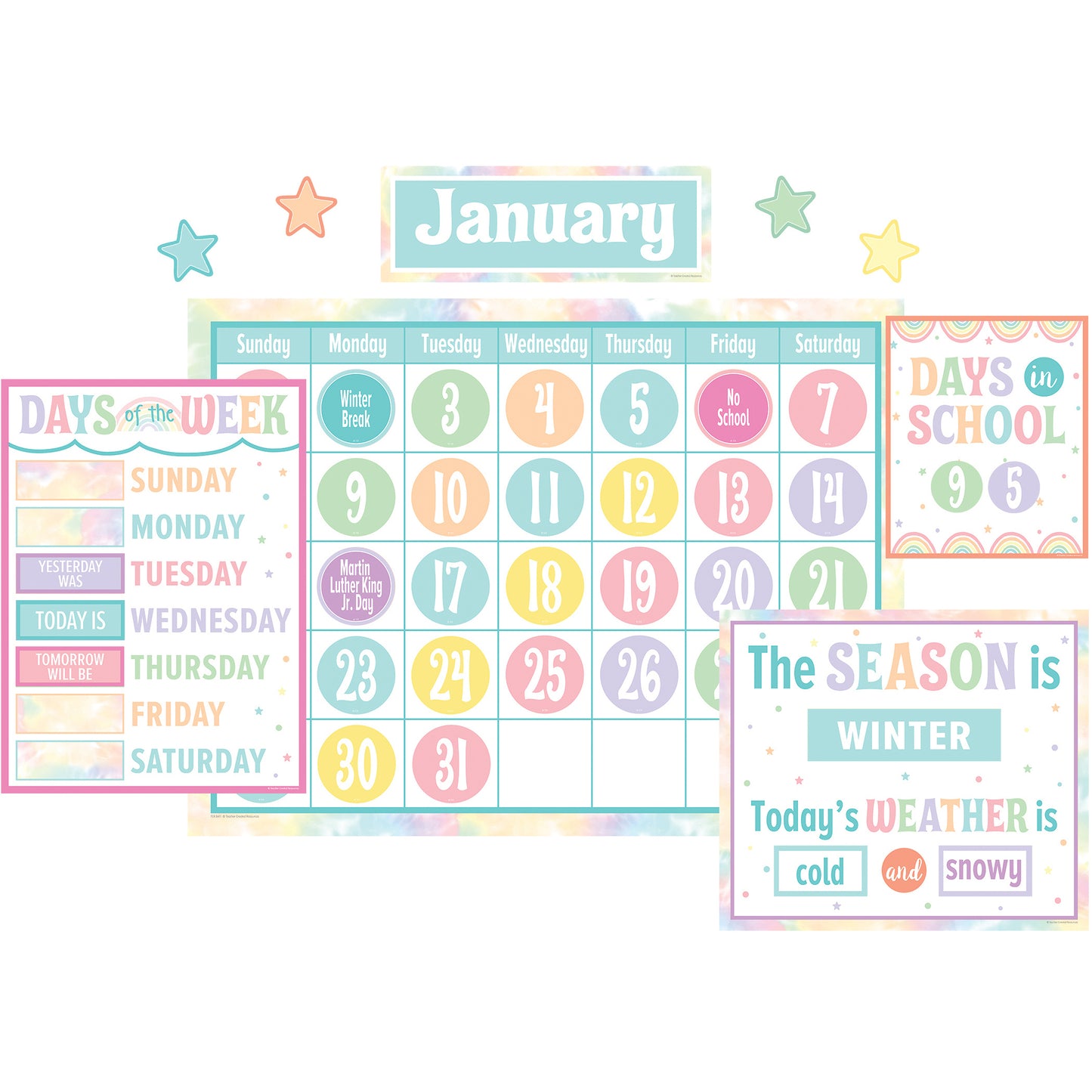 Pastel Pop Calendar Bulletin Board Set