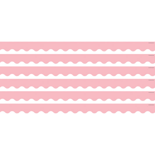 Pastel Pink Scalloped Border Trim, 35 Feet Per Pack, 6 Packs