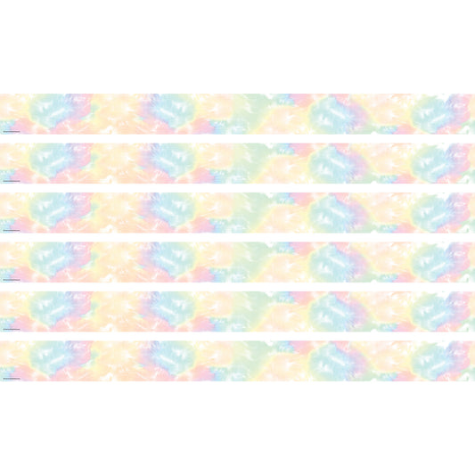 Pastel Pop Tie-Dye Straight Border Trim, 35 Feet Per Pack, 6 Packs