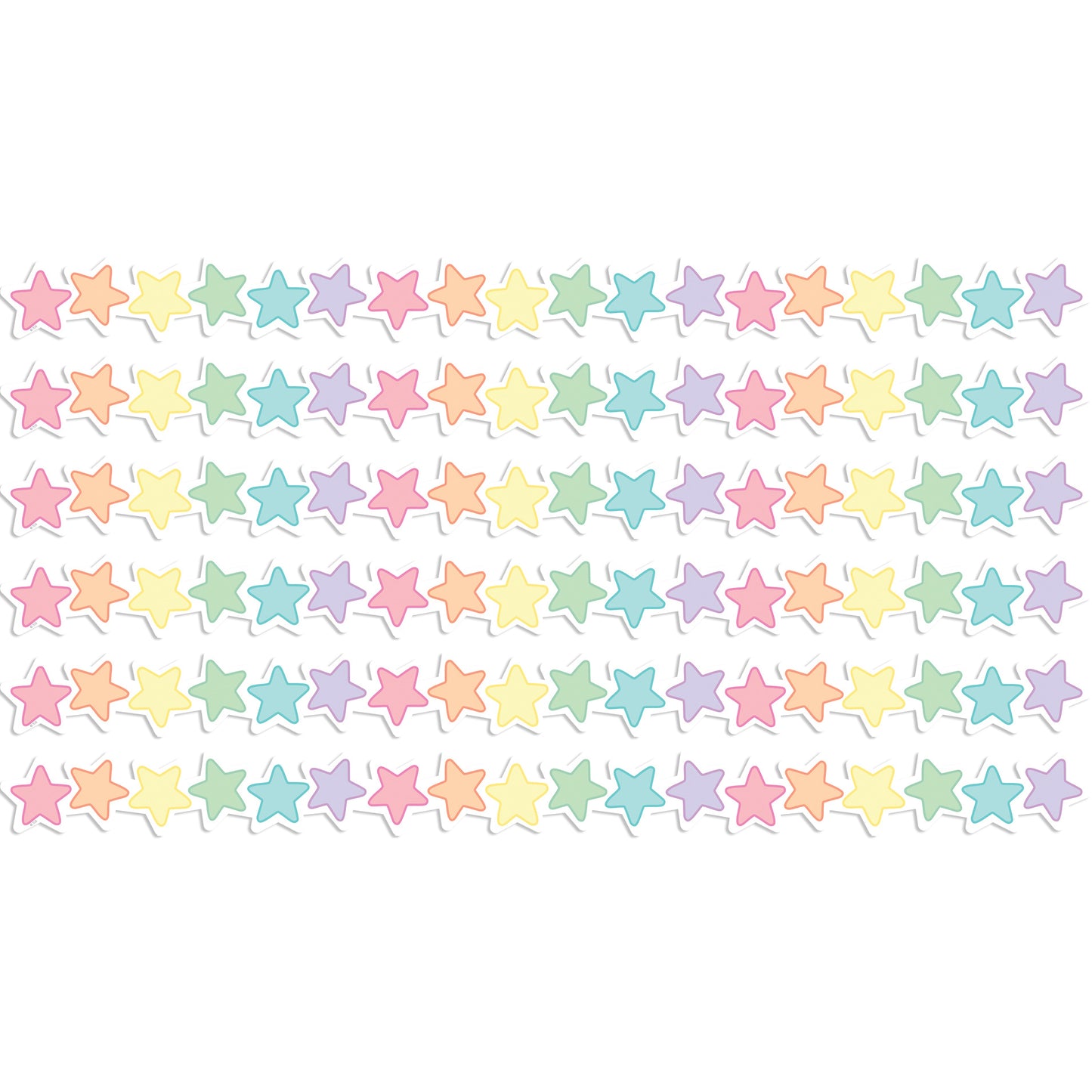 Pastel Pop Stars Die-Cut Border Trim, 35 Feet Per Pack, 6 Packs