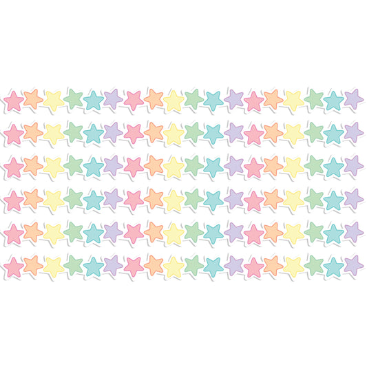 Pastel Pop Stars Die-Cut Border Trim, 35 Feet Per Pack, 6 Packs