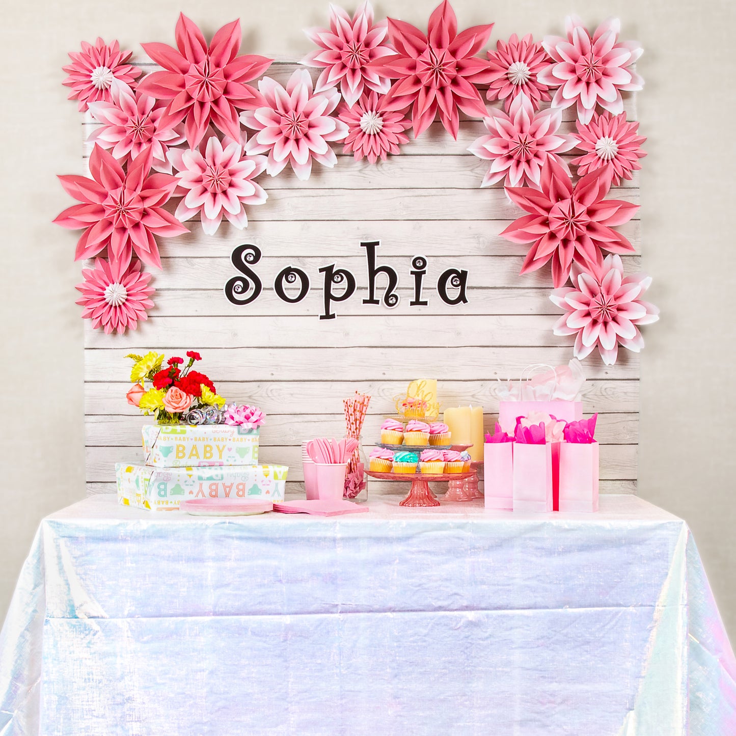 Pink Blossoms Paper Flowers, Pack of 4