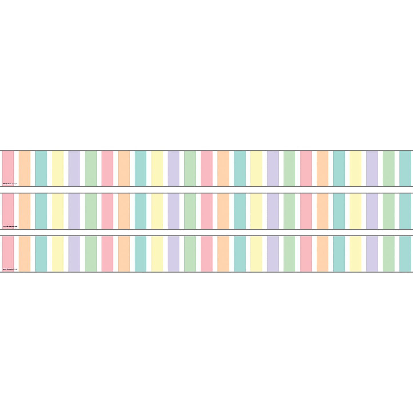 Pastel Pop Stripes Straight Rolled Border Trim, 50 Feet, 3 Rolls