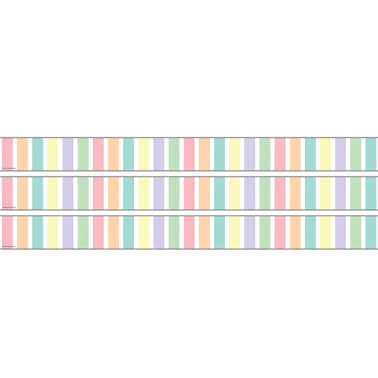 Pastel Pop Stripes Straight Rolled Border Trim, 50 Feet, 3 Rolls