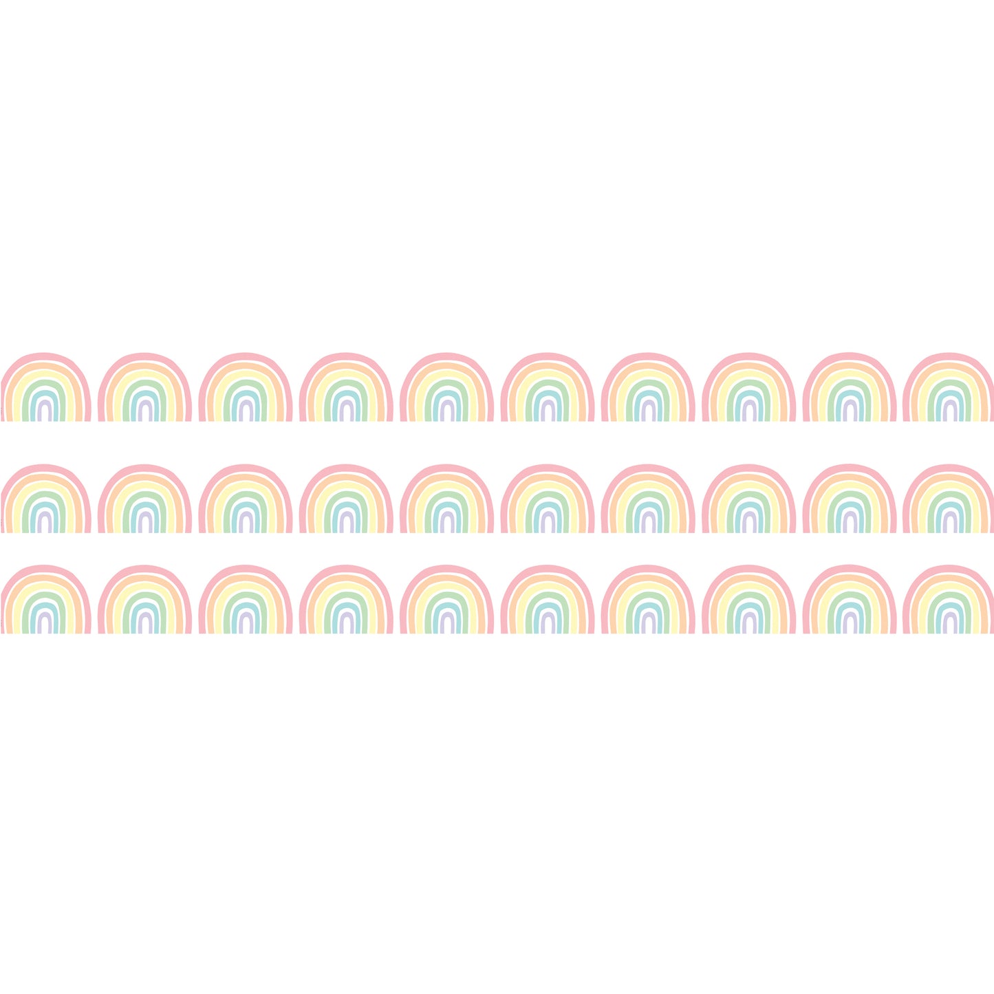 Pastel Pop Rainbows Die-Cut Rolled Border Trim, 50 Feet, 3 Rolls