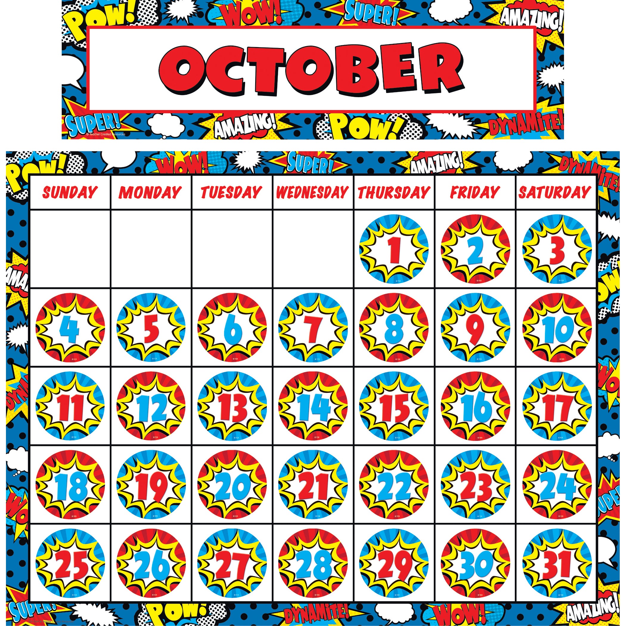 Superhero Calendar Set – childrenscholarstore.com