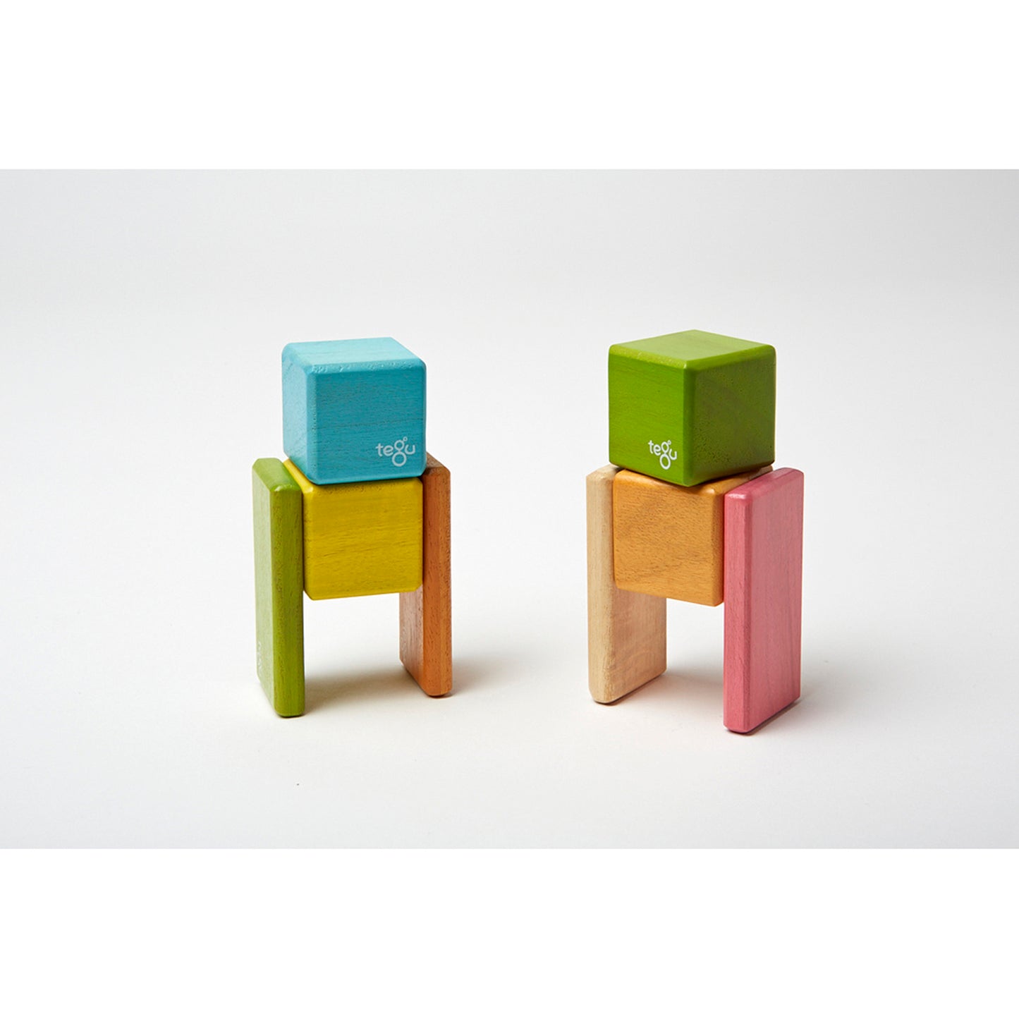 Magnetic Wooden Blocks, 8-Piece Pocket Pouch, Tints