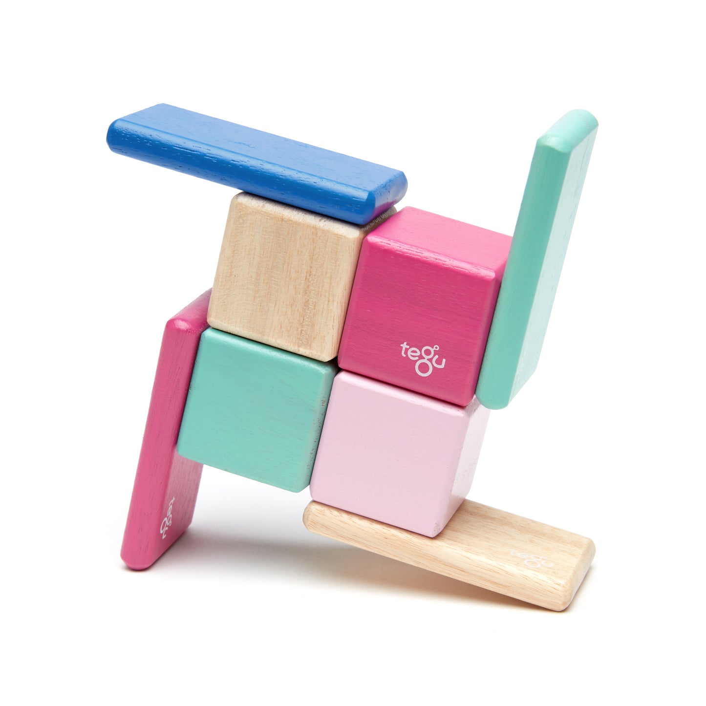 Magnetic Wooden Blocks, 8-Piece Pocket Pouch, Blossom