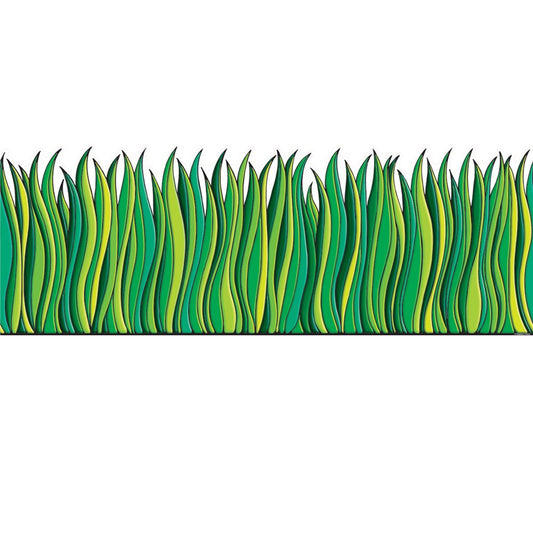 Tall Green Grass Jumbo Border, 8.5" Tall, 12 Feet Per Pack, 3 Packs