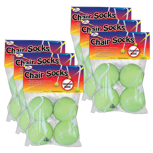 Chair Socks, Yellow, 4 Per Pack, 6 Packs
