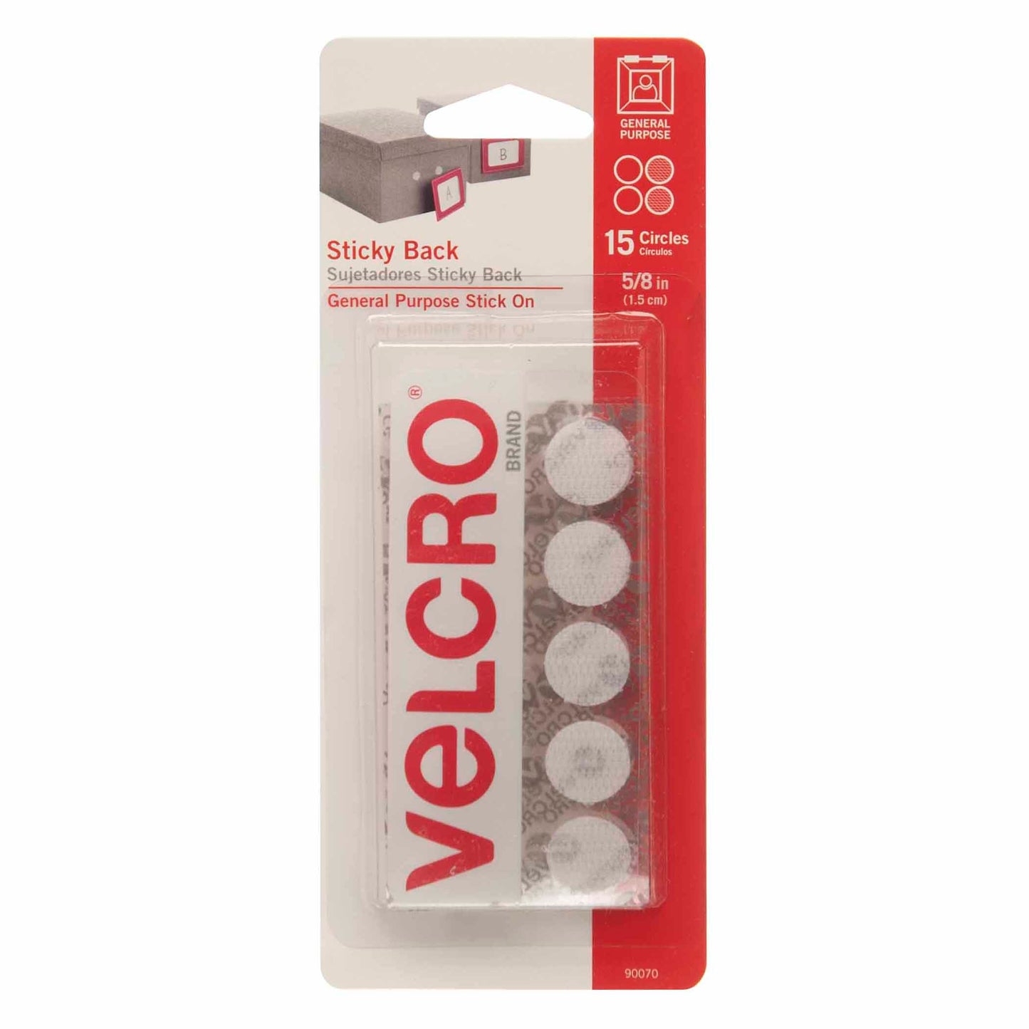 Sticky Back™ Round Fasteners, 0.63", White, 15 Per Pack, 6 Packs